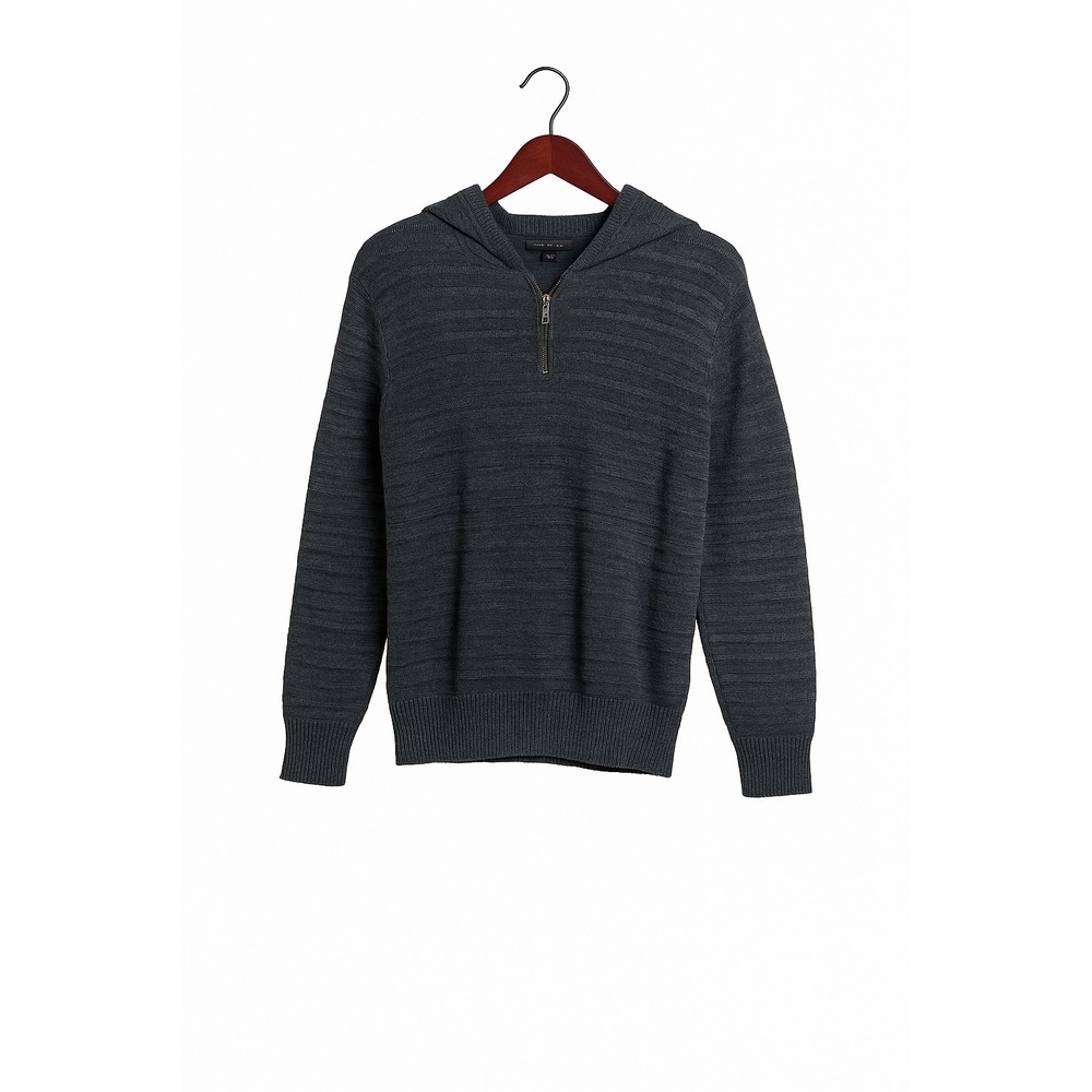 Banana Republic Mens Gray Knit‎ Hoodie Pullover 1/4 Zip Sweater Medium